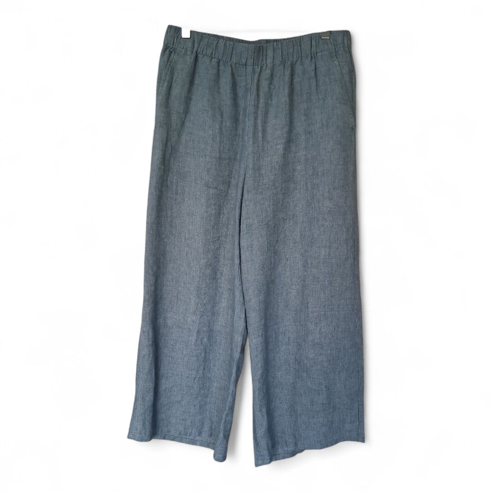 Eileen Fisher Women's Blue Wide Leg Organic Linen Pants SP